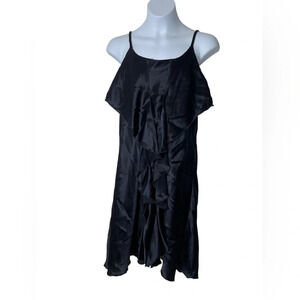 Armani Junior Girls navy blue Silk ruffled Dress Sz 14 NWT braided straps